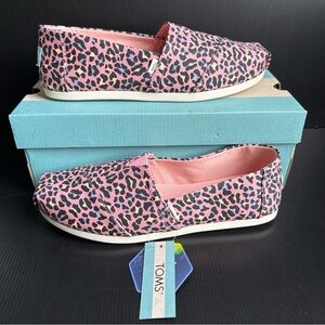 NIB Toms Alpargata Blush Leopard Print Slip On Flats Shoes Women’s Size 9.5
